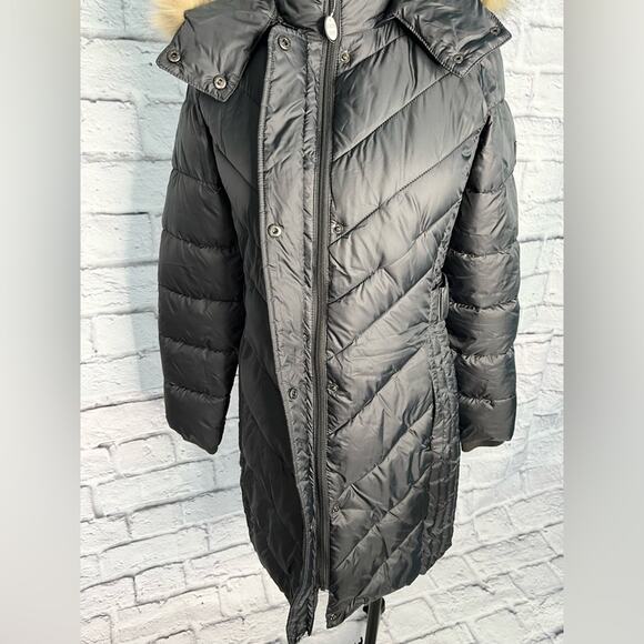 Larry Levine SALE down and feather faux fur hooded puffer coat new size XS - Picture 7 of 14